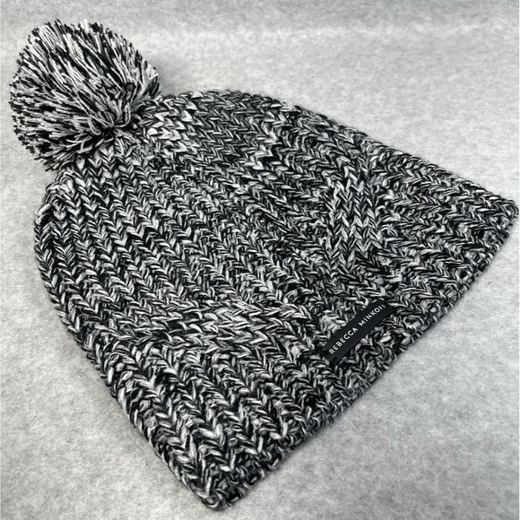 Rebecca Minkoff Beanie Hat Women OS Winter Marbled Pom Pom Knit Ski Outdoor Hike - Picture 3 of 9